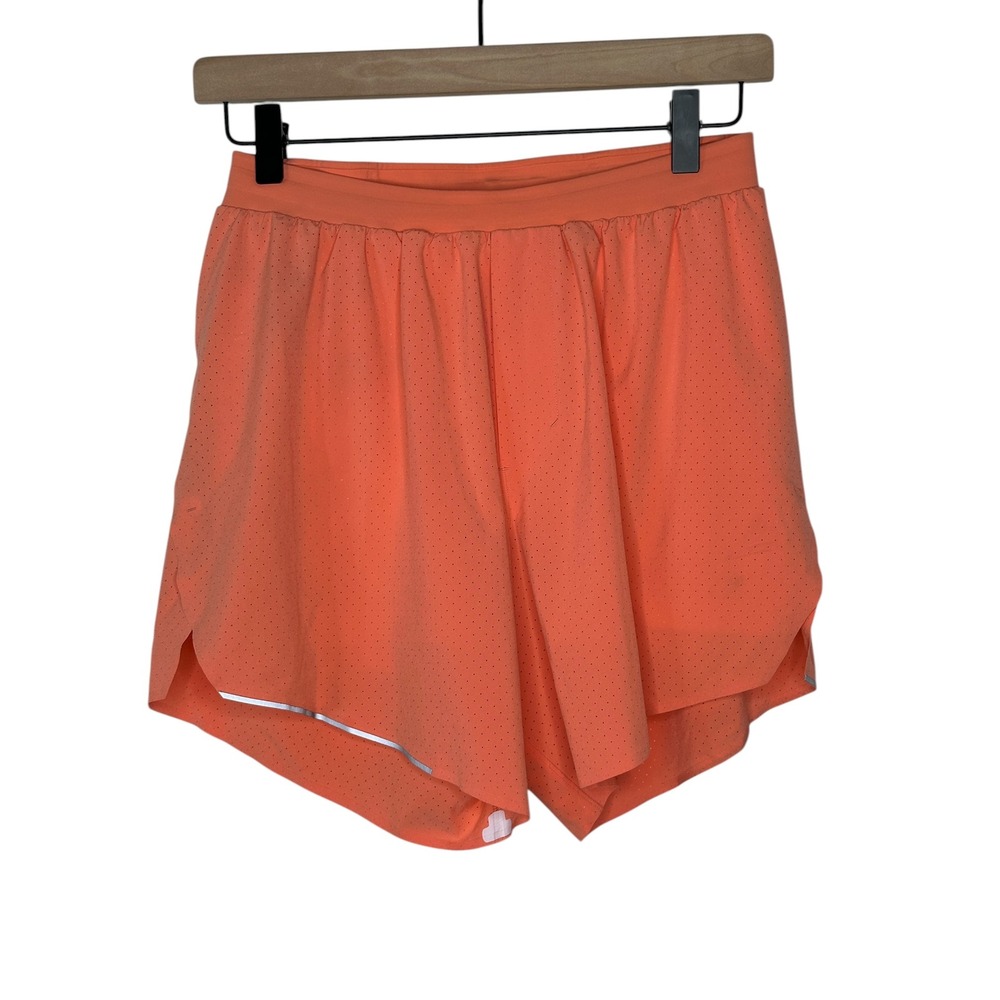 Lululemon Fast Free Shorts SMALL Orange Lined Lightweight Reflective Running 6"